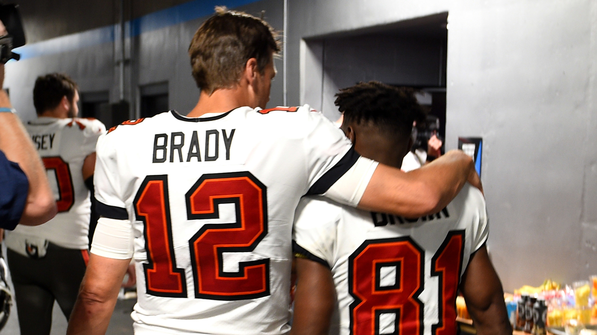 Tampa Bay Buccaneers quarterback Tom Brady, NFL wide receiver Antonio Brown