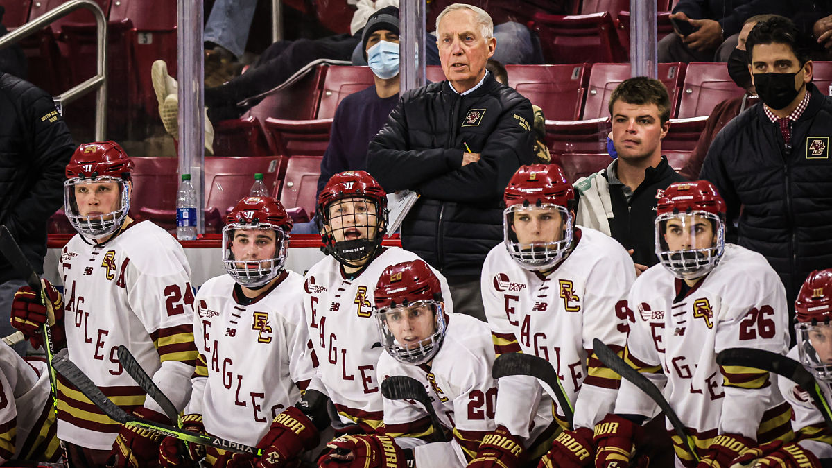 Boston College men's hockey bench