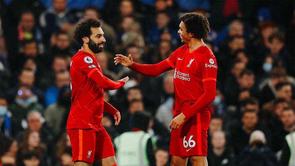 Liverpool FC players Mohamed Salah and Trent Alexander-Arnold