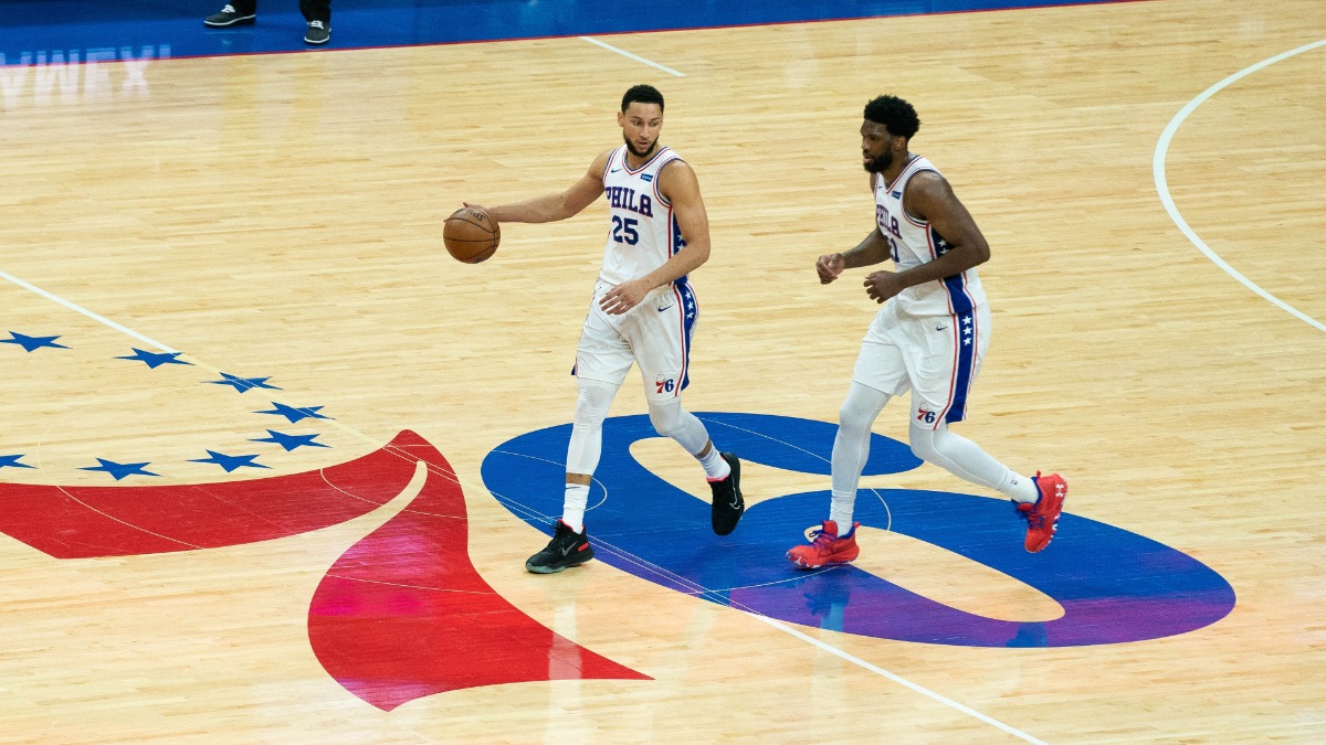 Philadelphia 76ers center Joel Embiid, former 76ers guard Ben Simmons