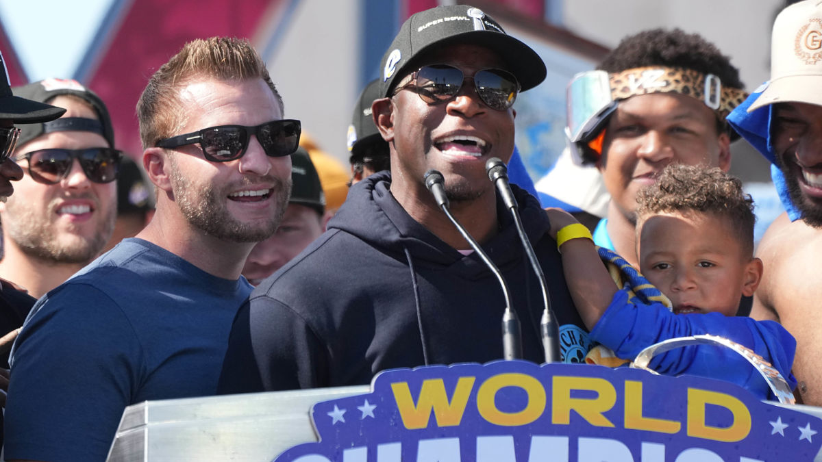 Los Angeles Rams head coach Sean McVay and defensive coordinator Raheem Morris