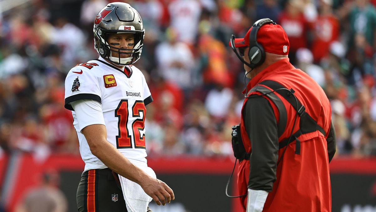 Tampa Bay Buccaneers quarterback Tom Brady and head coach Bruce Arians
