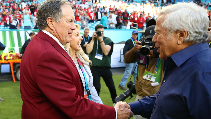 New England Patriots coach Bill Belichick, owner Robert Kraft
