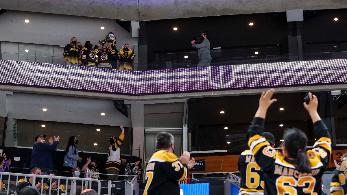 Boston Pride players and Boston Bruins fans