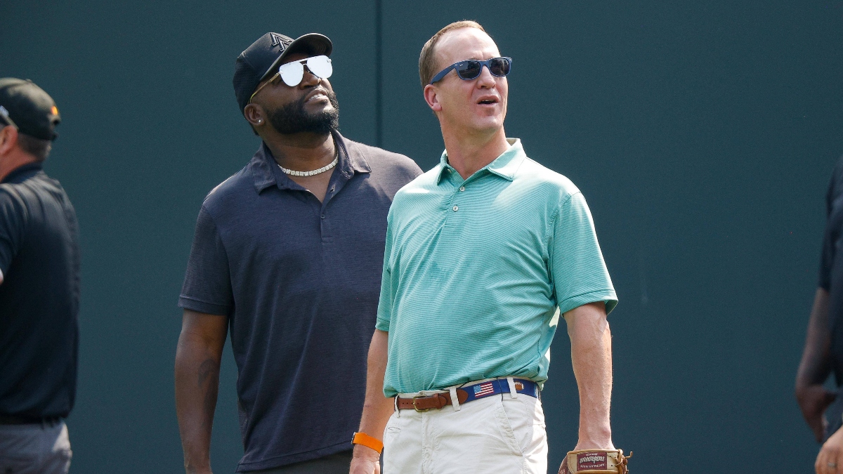 Boston Red Sox legend David Ortiz (left) and NFL legend Peyton Manning