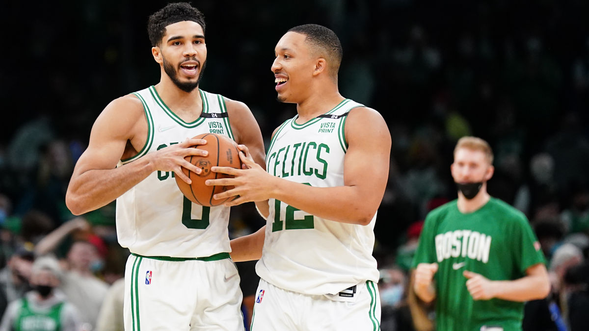 Boston Celtics forwards Jayson Tatum and Grant Williams
