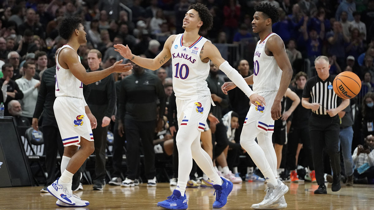 Kansas Jayhawks guard Remy Martin and forward Jalen Wilson
