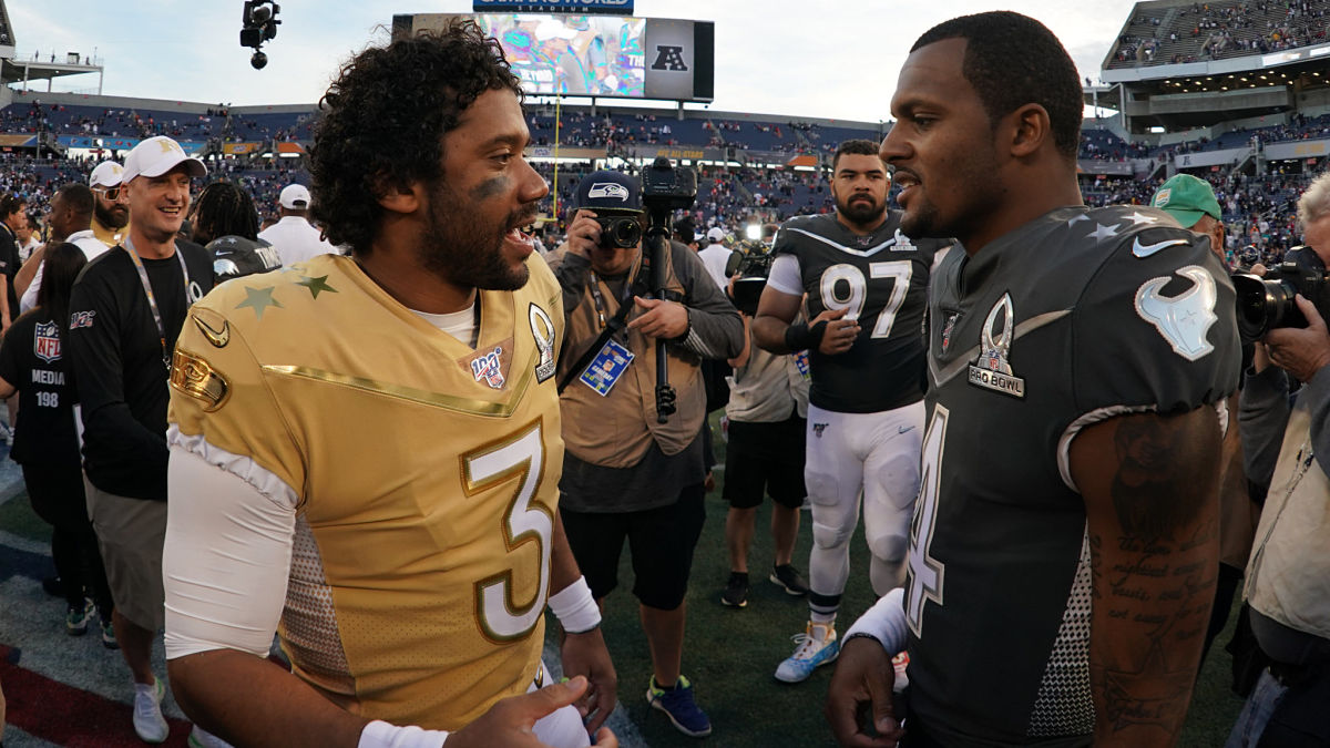 Denver Broncos quarterback Russell Wilson and Houston Texans quarterback Deshaun Watson