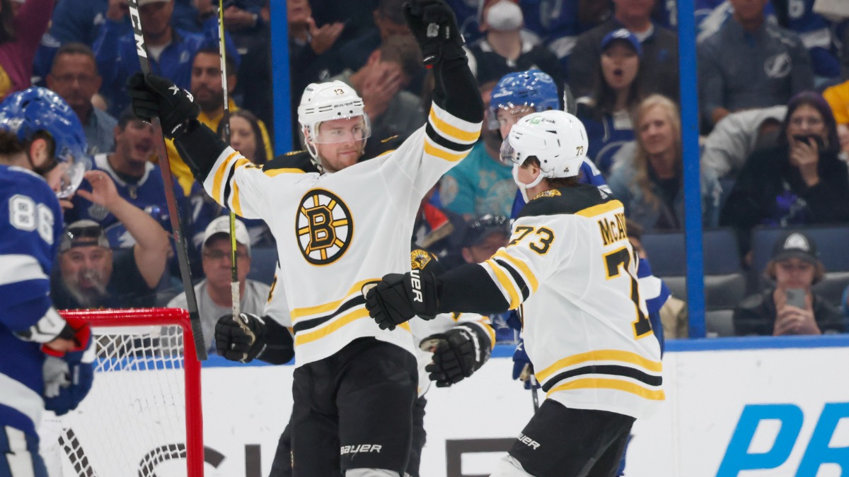 Boston Bruins center Charlie Coyle, defenseman Charlie McAvoy