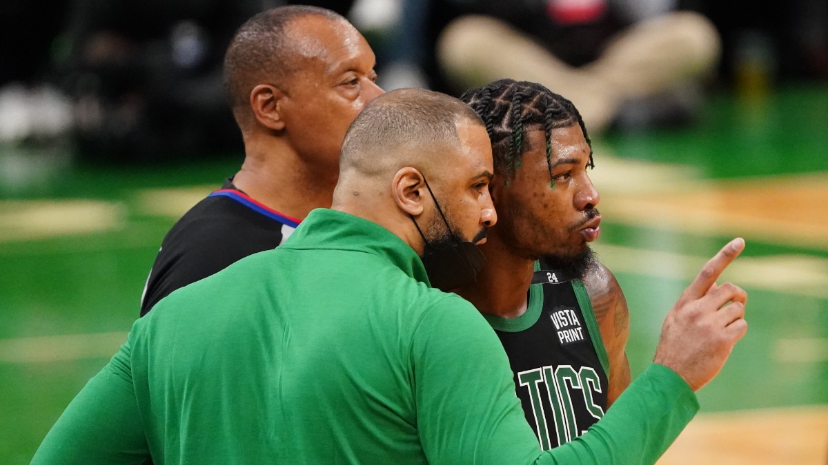 Boston Celtics head coach Ime Udoka, guard Marcus Smart