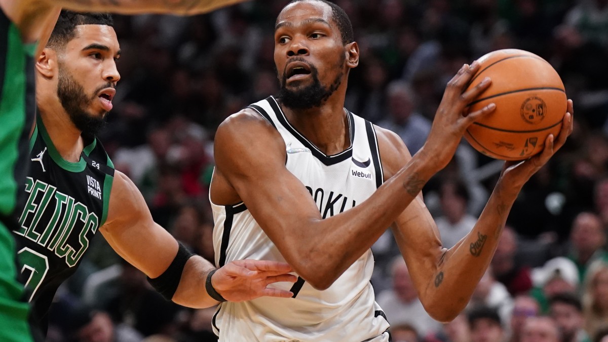 Boston Celtics forward Jayson Tatum and Brooklyn Nets forward Kevin Durant