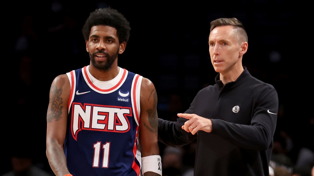 Brooklyn Nets guard Kyrie Irving, head coach Steve Nash