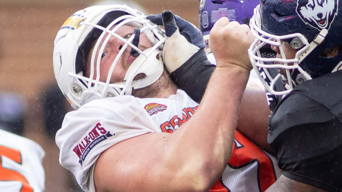 New England Patriots offensive lineman Cole Strange