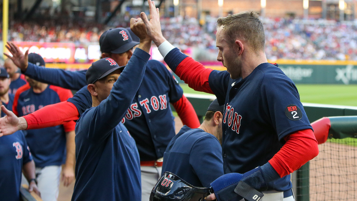 Boston Red Sox manager Alex Cora and infielder Trevor Story