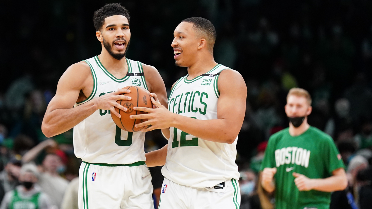Boston Celtics forwards Jayson Tatum and Grant Williams