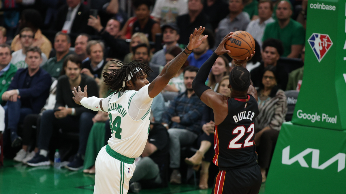 Boston Celtics center Robert Williams III and Miami Heat guard Jimmy Butler
