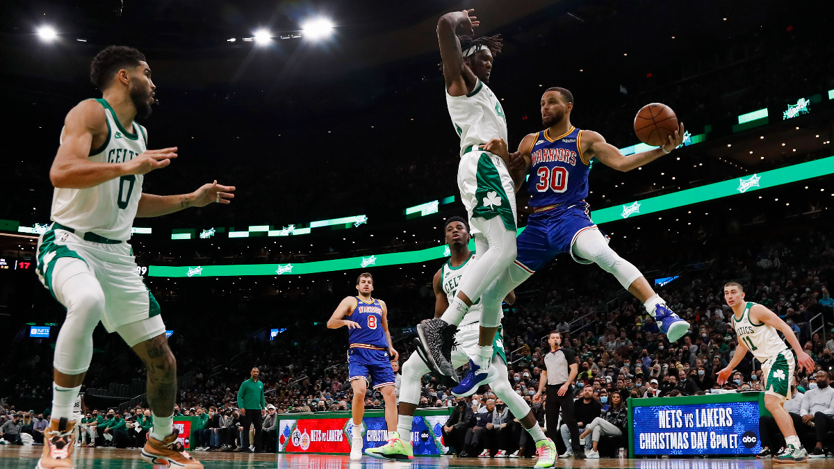 Boston Celtics center Robert Williams III and Golden State Warriors guard Stephen Curry