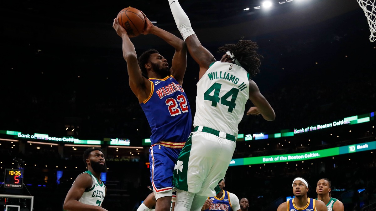 Golden State Warriors forward Andrew Wiggins, Boston Celtics center Robert Williams III
