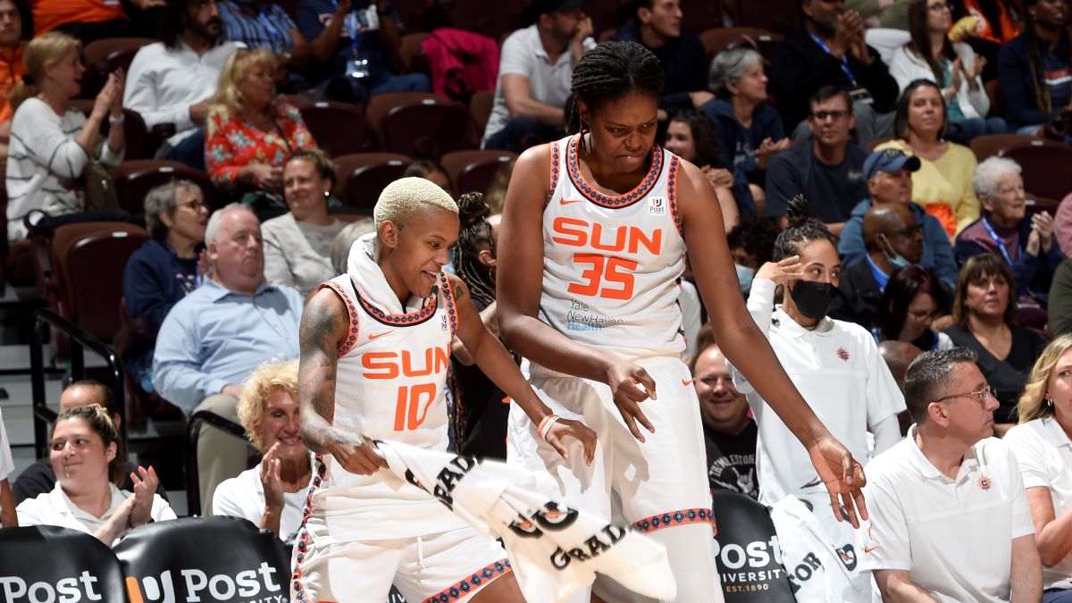 CT Sun players Jonquel Jones and Courtney Williams