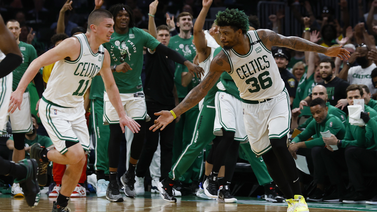 Boston Celtics guards Marcus Smart and Payton Pritchard