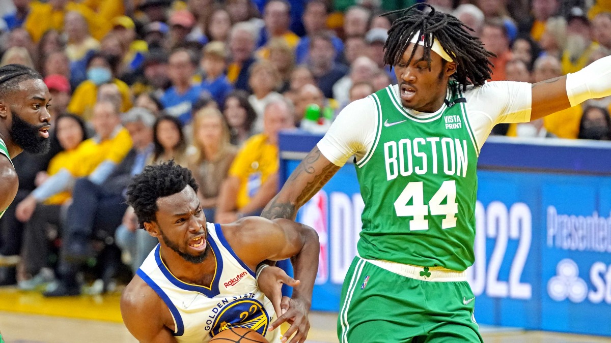 Golden State Warriors forward Andrew Wiggins, Boston Celtics center Robert Williams III