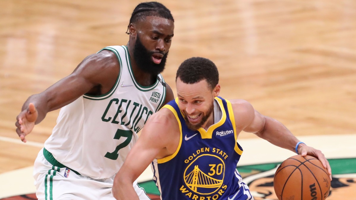 Boston Celtics guard Jaylen Brown, Golden State Warriors guard Steph Curry