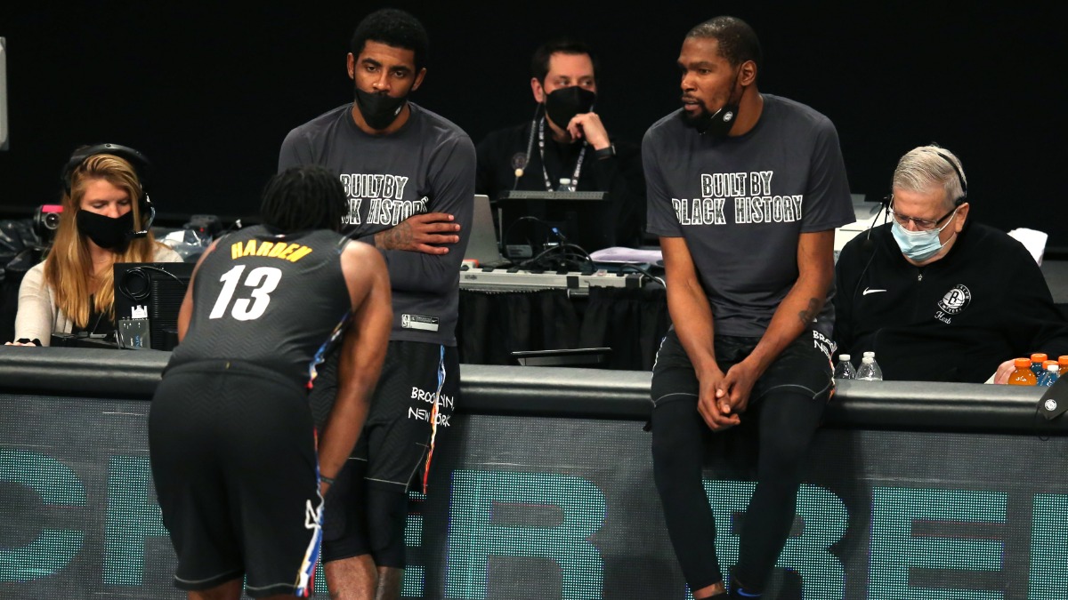 Brooklyn Nets point guard Kyrie Irving, Kevin Durant