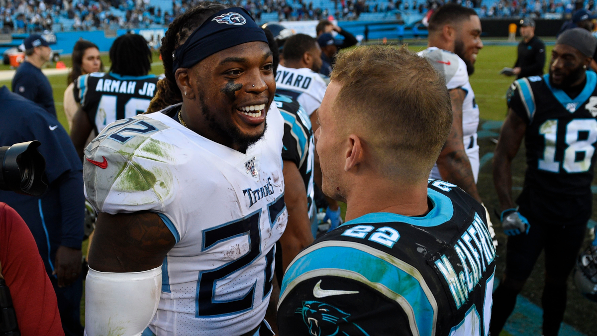 Tennessee Titans running back Derrick Henry and Carolina Panthers running back Christian McCaffrey