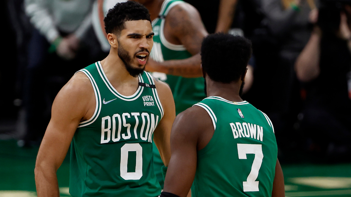 Boston Celtics forwards Jaylen Brown and Jayson Tatum