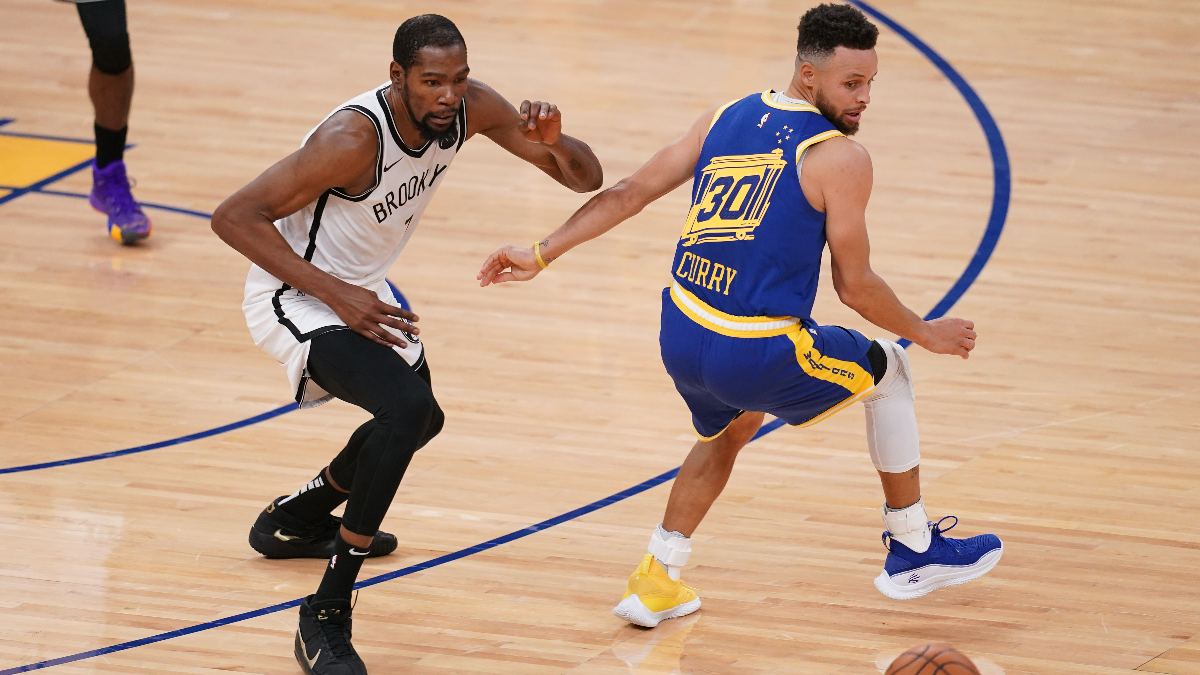 Brooklyn Nets forward Kevin Durant and Golden State Warriors guard Stephen Curry