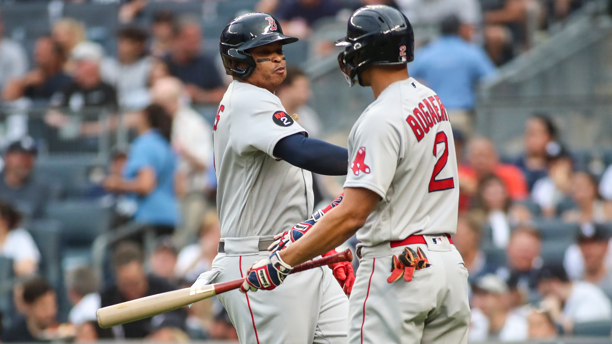Boston Red Sox third baseman Rafael Devers and shortstop Xander Bogaerts