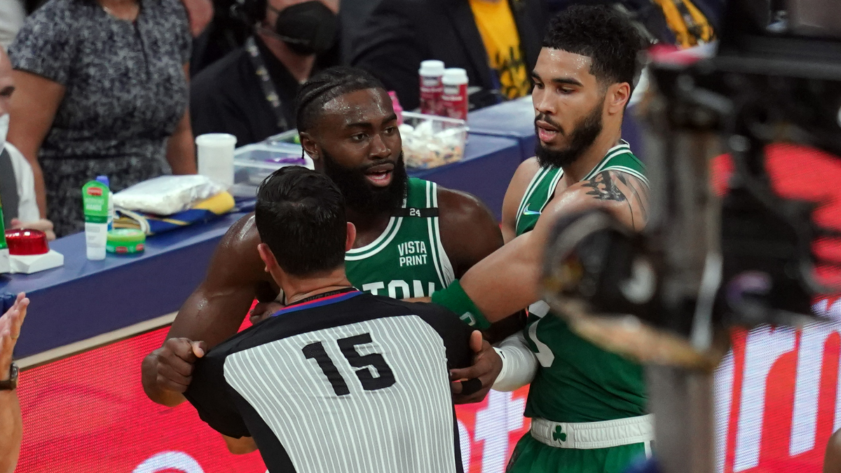 Boston Celtics guard Jaylen Brown and forward Jayson Tatum