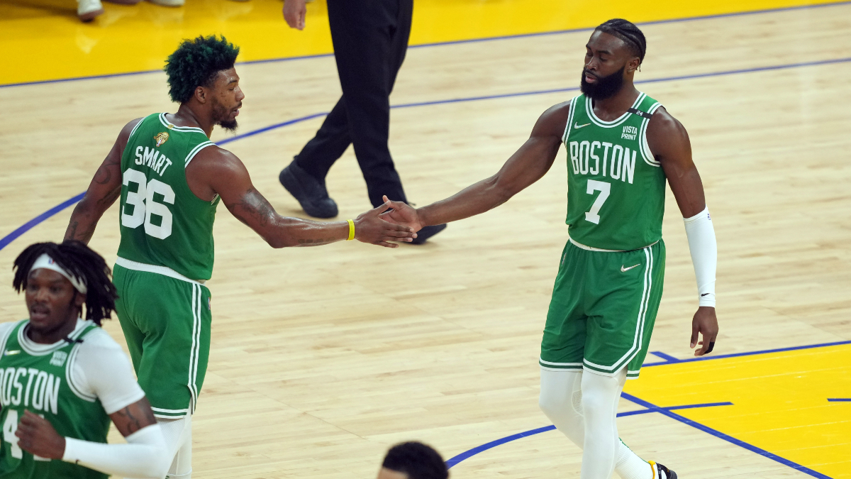 Boston Celtics guard Marcus Smart, forward Jaylen Brown