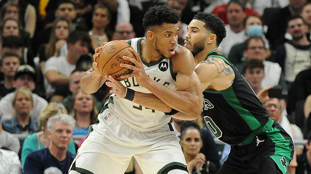 Boston Celtics forward Jayson Tatum, Milwaukee Bucks forward Giannis Antetokounmpo