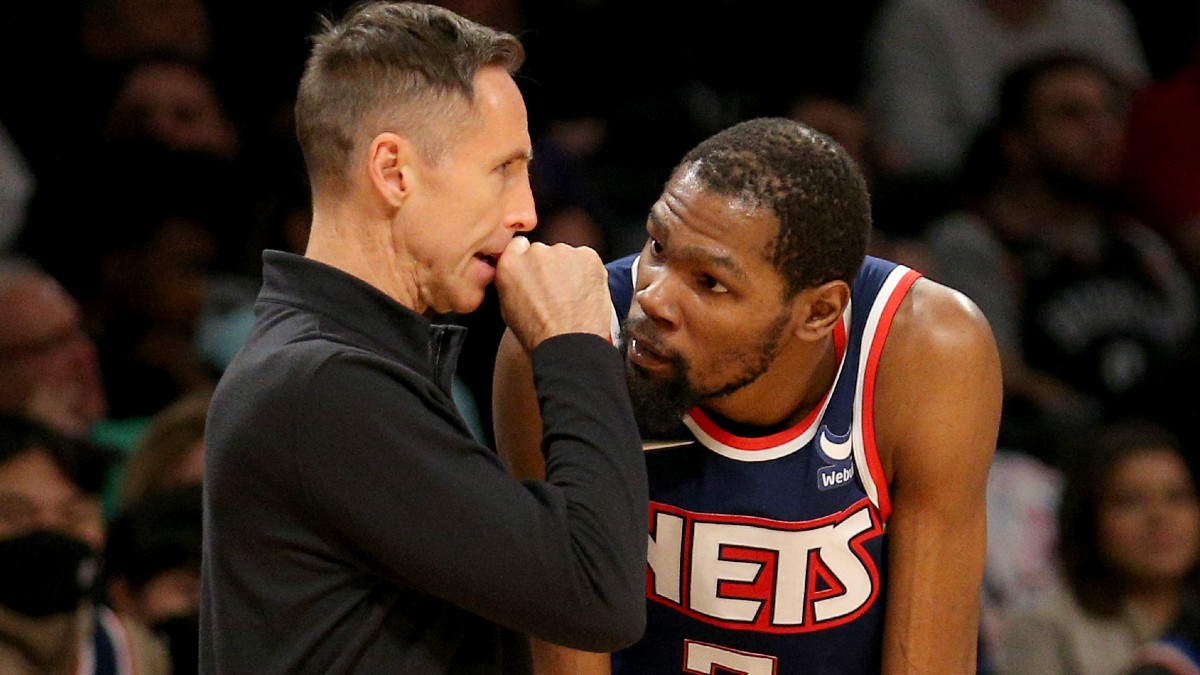 Brooklyn Nets forward Kevin Durant, head coach Steve Nash
