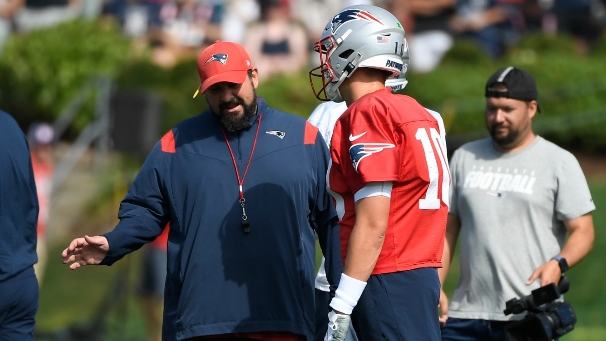 New England Patriots quarterback Mac Jones and coach Matt Patricia