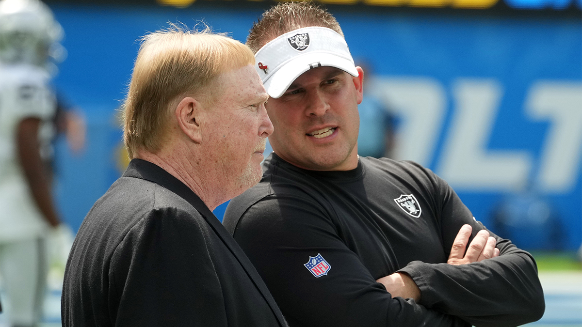 Las Vegas Raiders head coach Josh McDaniels and owner Mark Davis