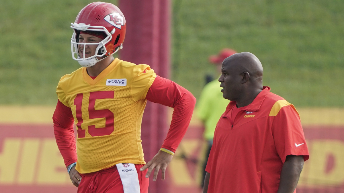 Kansas City Chiefs quarterback Patrick Mahomes and offensive coordinator Eric Bieniemy