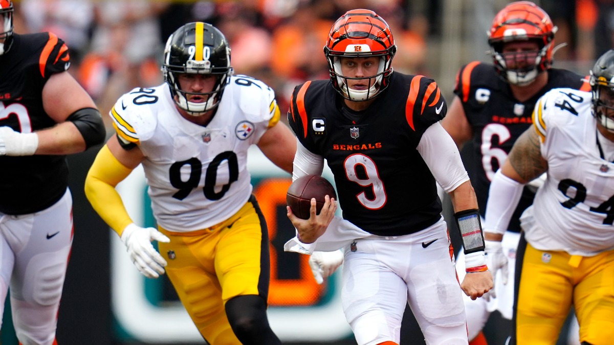 Pittsburgh Steelers linebacker T.J. Watt, Cincinnati Bengals quarterback Joe Burrow