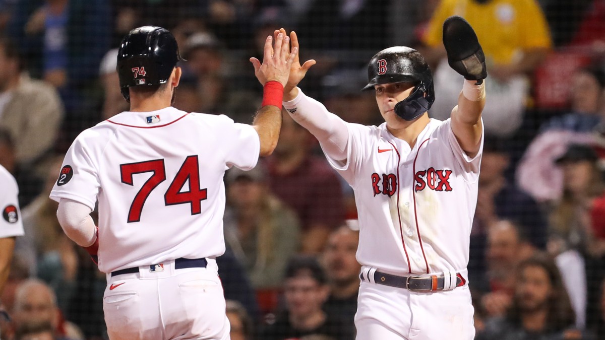Boston Red Sox catcher Connor Wong, second baseman Kiké Hernández
