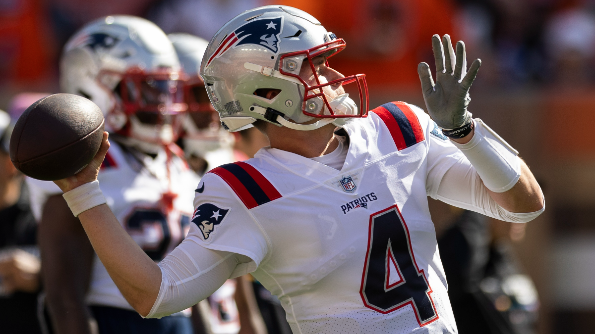 New England Patriots quarterback Bailey Zappe