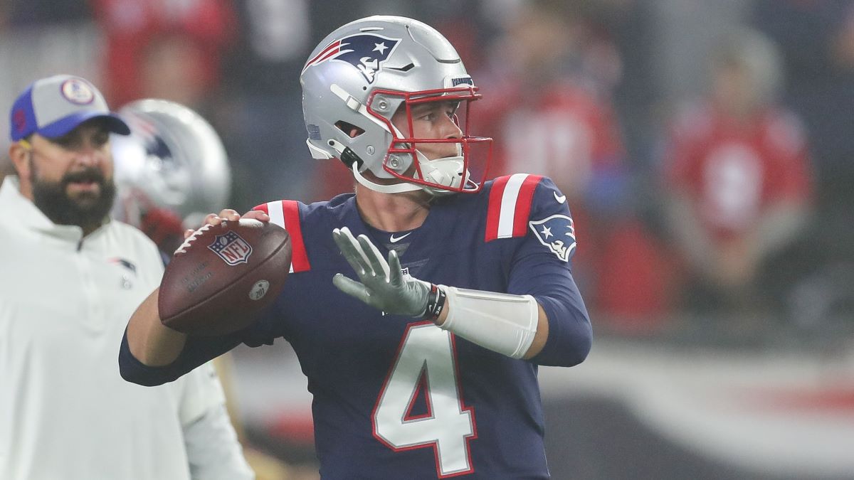 New England Patriots quarterback Bailey Zappe