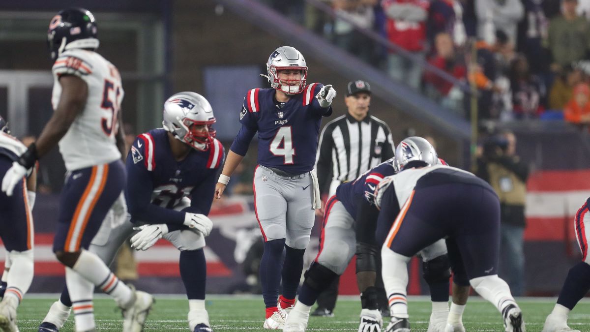 New England Patriots quarterback Bailey Zappe