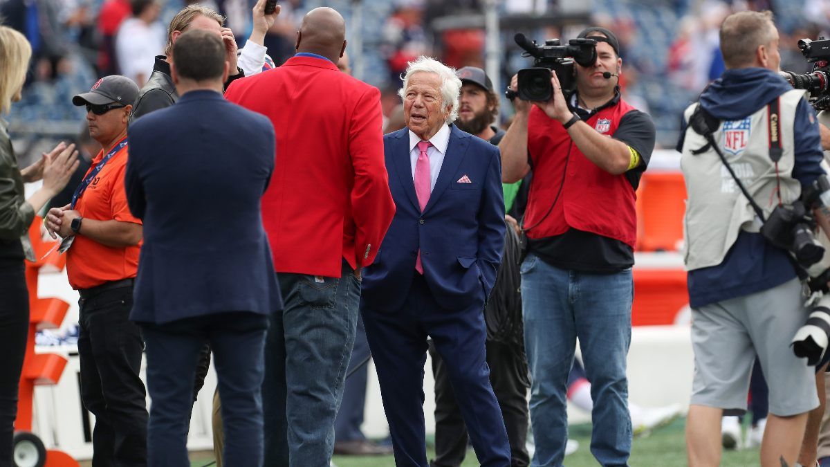 Former NFL defensive tackle Vince Wilfork and New England Patriots owner Robert Kraft