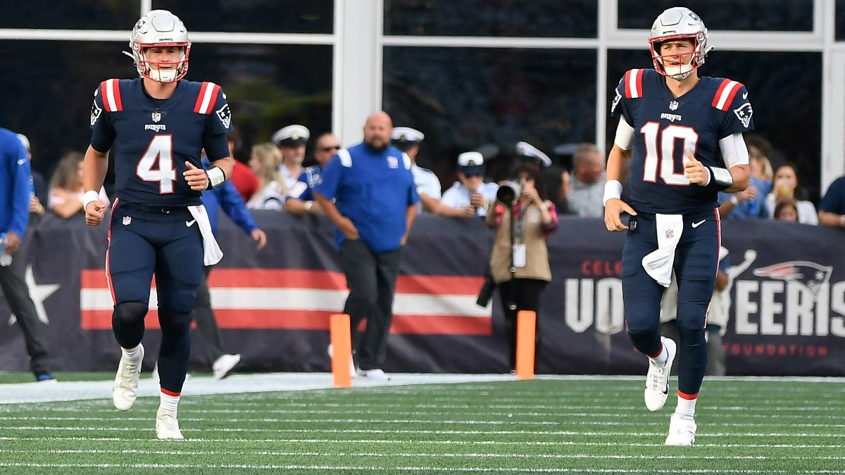 New England Patriots quarterbacks Bailey Zappe and Mac Jones