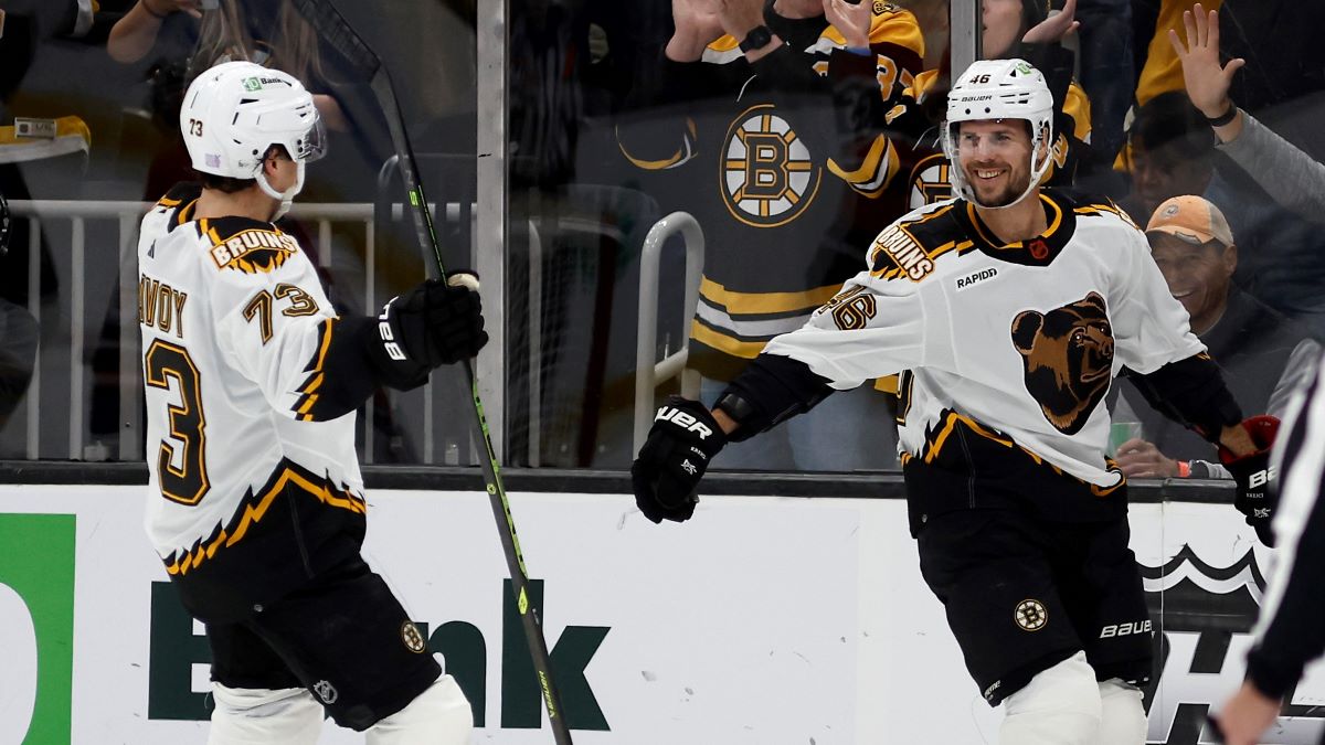 Boston Bruins teammates David Krejci and Charlie McAvoy