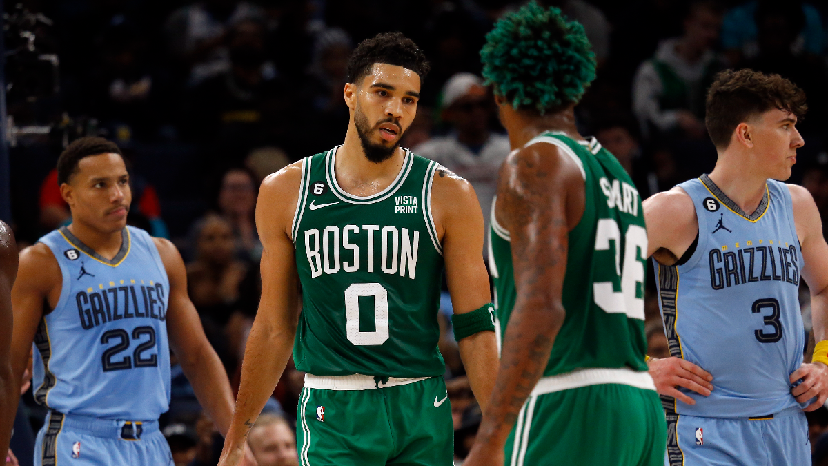 Boston Celtics forward Jayson Tatum and guard Marcus Smart