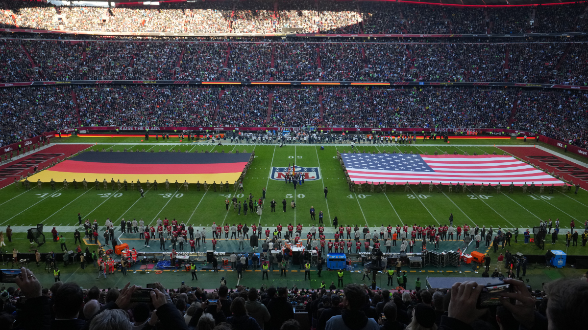 A general overall view of the German and United States flags