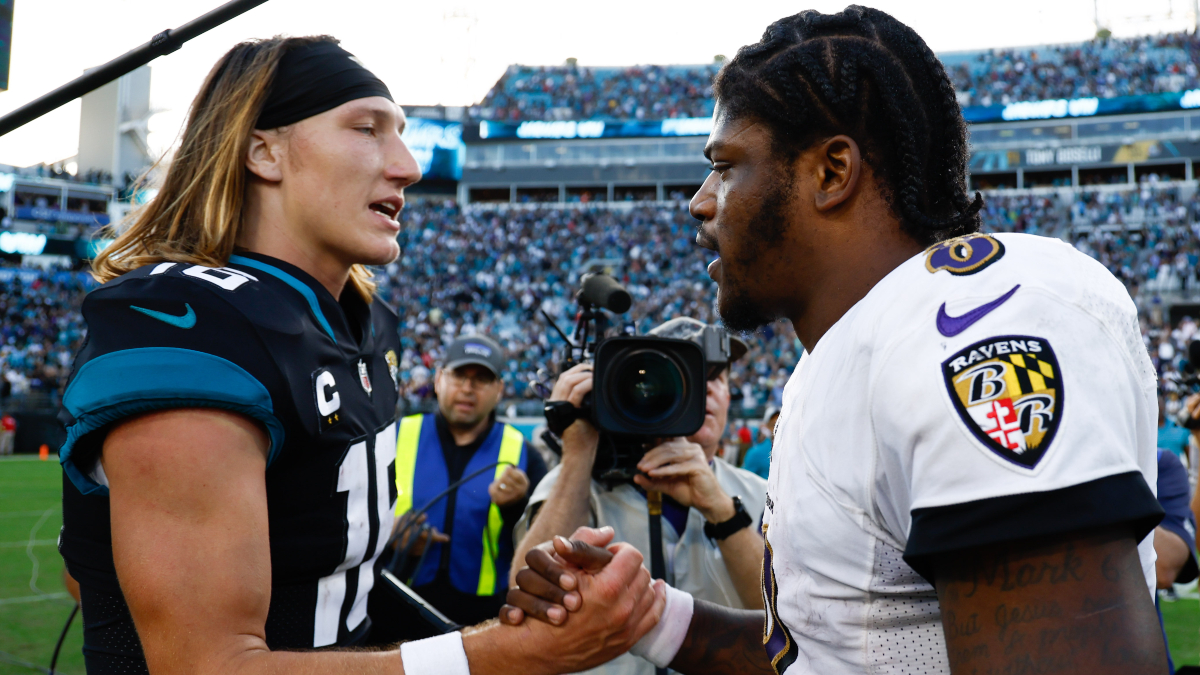 Jacksonville Jaguars quarterback Trevor Lawrence and Baltimore Ravens quarterback Lamar Jackson