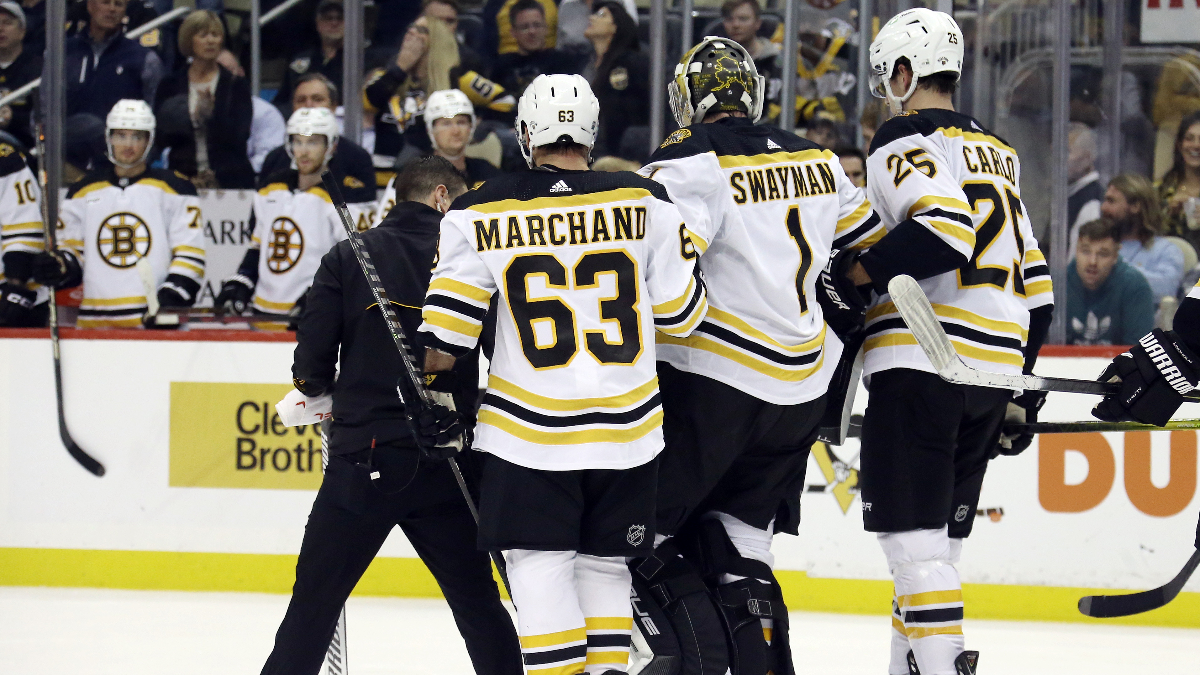Boston Bruins goalie Jeremy Swayman